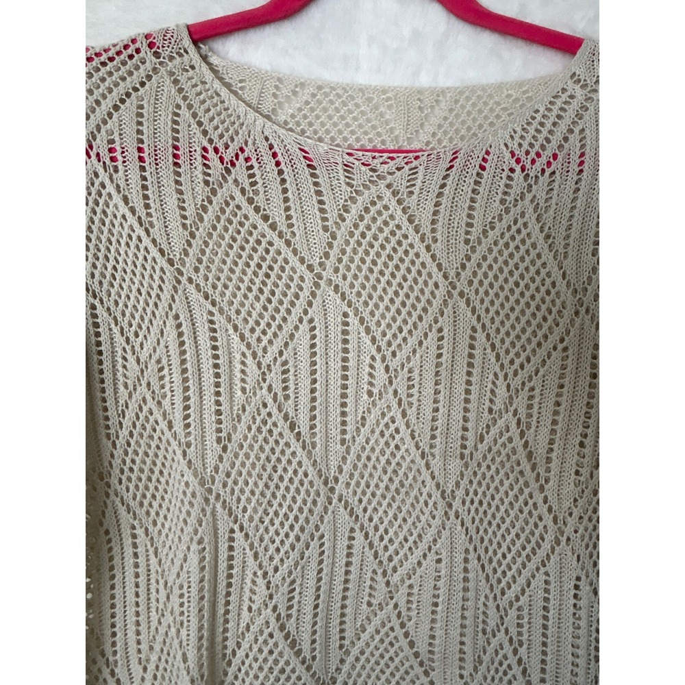 Cupshe Womens Cream Crochet Knit Diamond Open Weave Sweater XS CAA06D3H002GG